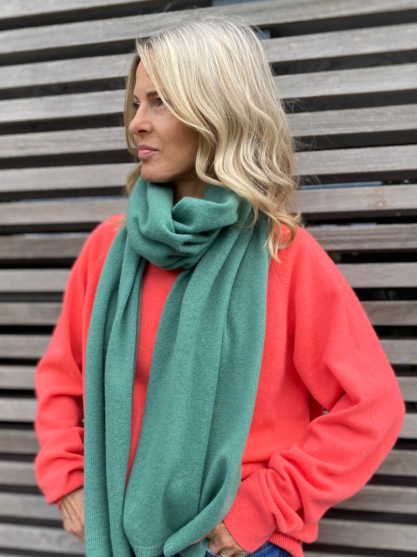 Women's Pure Mongolian Cashmere Wraps in Fern Green
