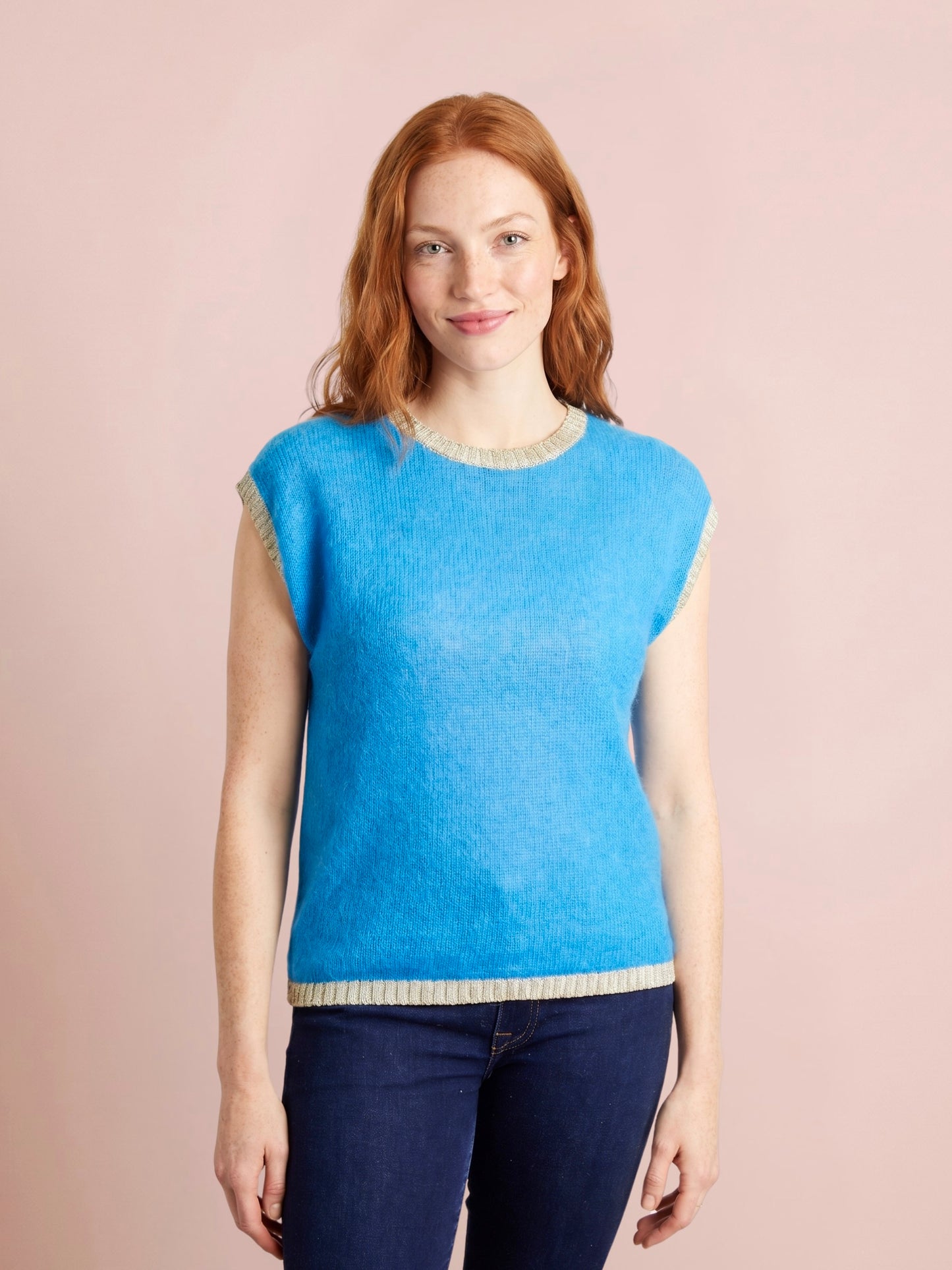 Rosie Knitted Tank Top with Lurex Trim
