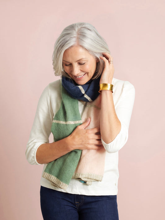 Olivier Colour Block Scarf with Lurex Trim