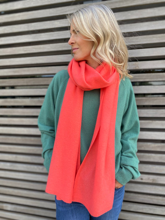 Pure Mongolian Cashmere Wraps in Red Orange