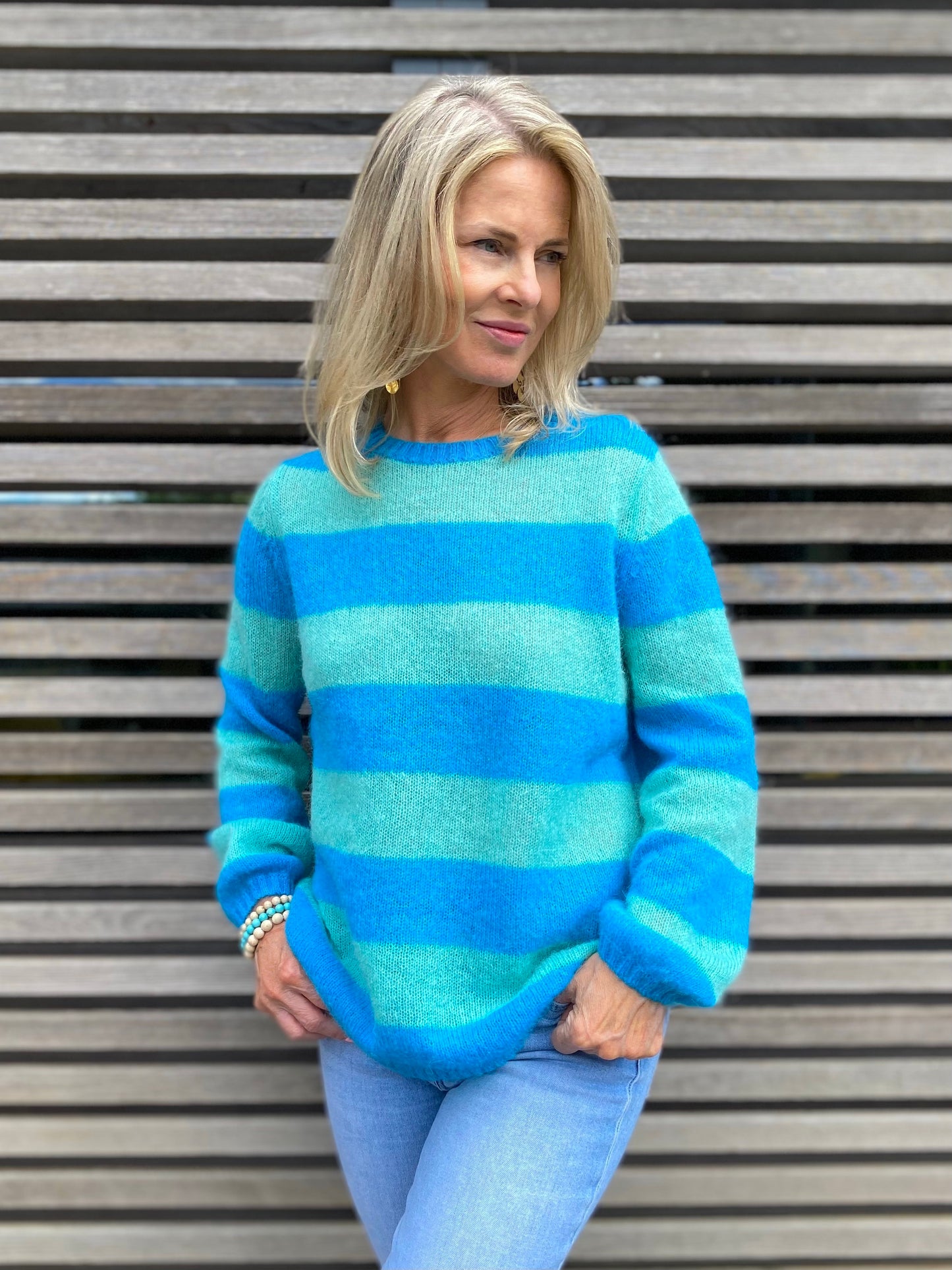 Sasha Colourful Striped Jumper in Pink and Red