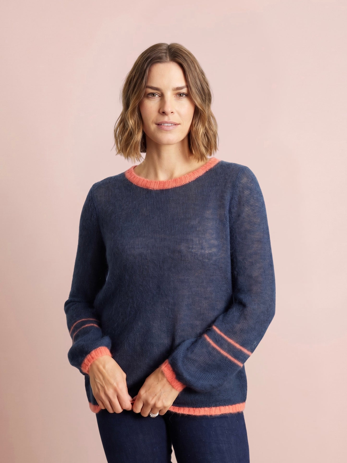 Lottie Mohair & Merino Knit Jumper with Contrast Trim