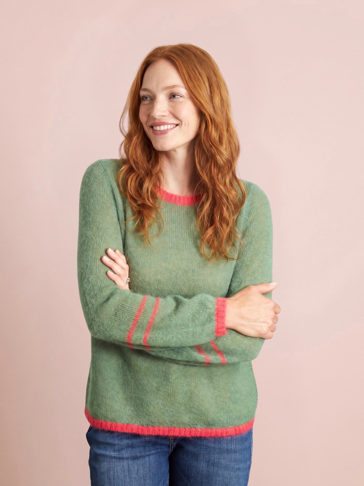 Lottie Mohair & Merino Knit Jumper with Contrast Trim