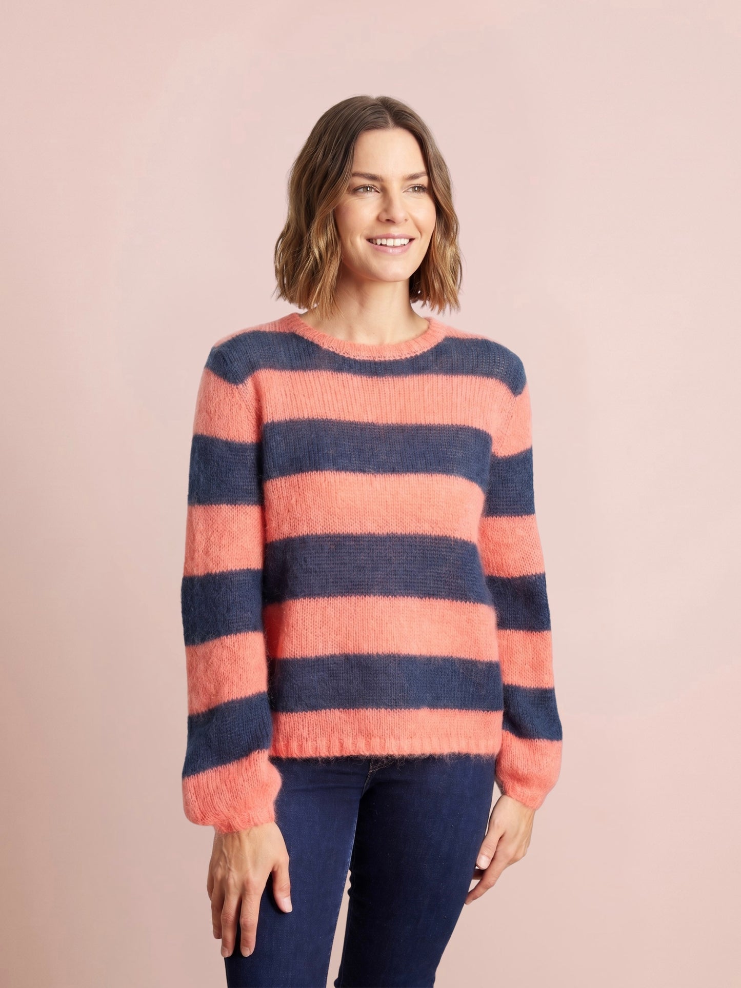 Sasha Chunky Mohair & Merino Striped Knit Jumper