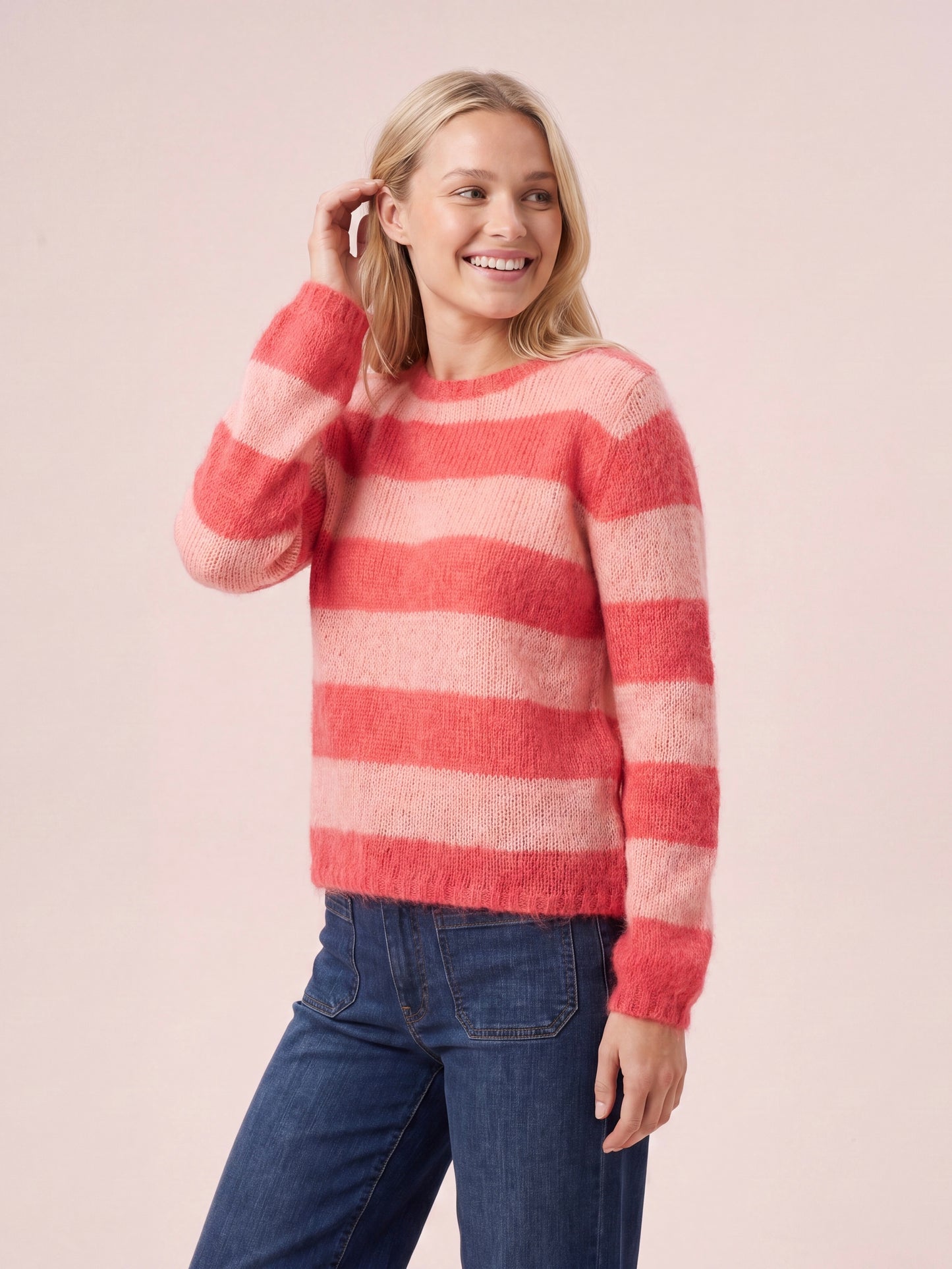 Sasha Chunky Mohair & Merino Striped Knit Jumper