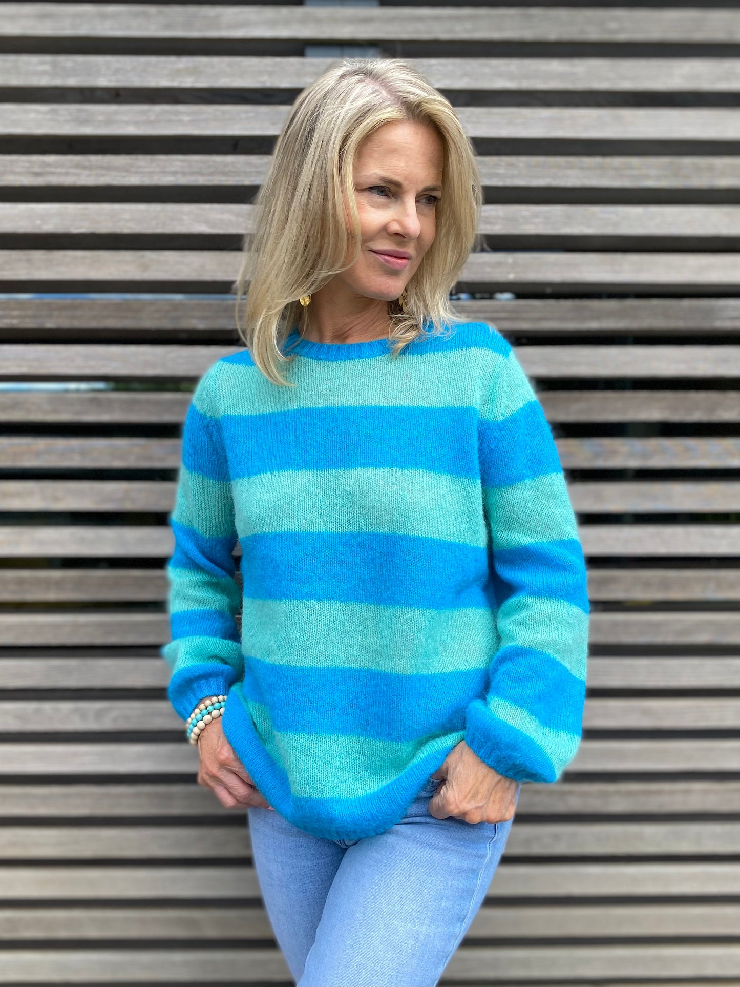 Sasha Colourful Striped Jumper in Pink and Red