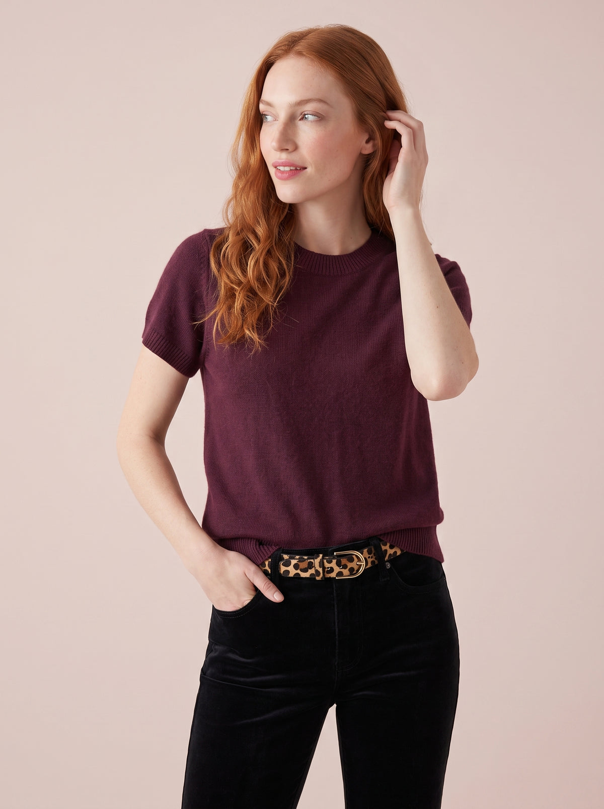 Terrie pure Mongolian cashmere top in deep wine burgundy red by cosy em