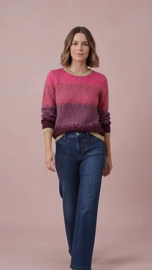 Amelia Ombre Mohair & Merino Chunky Knit Jumper with Lurex Trim